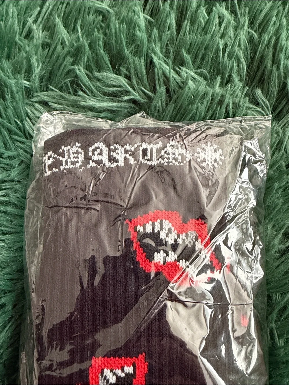 Black And Red Chrome Heart Socks
